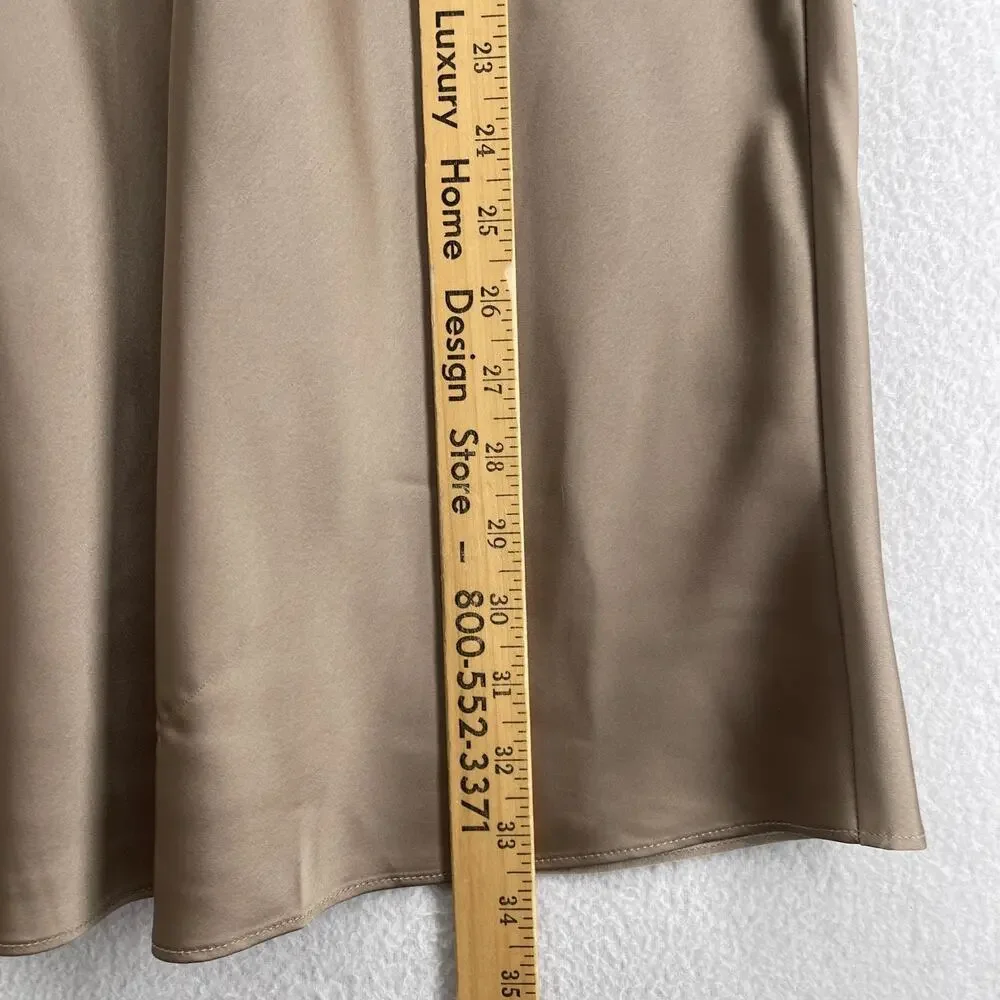 J.CREW Skirt L Gwyneth Slip Satin Bias A-Line Midi High Waist Taupe Beige